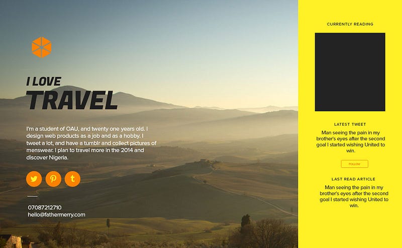 Design for the about me option on my new portfolio