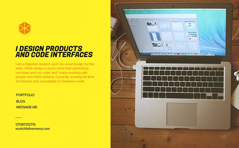 Design for the Work Option on my new portfolio