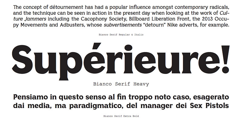 Bianco Serif specimen