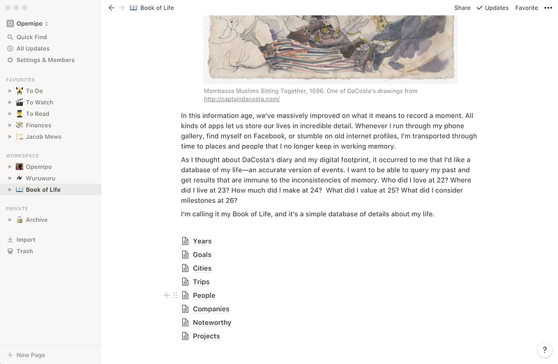 The front page of my “Book of Life”