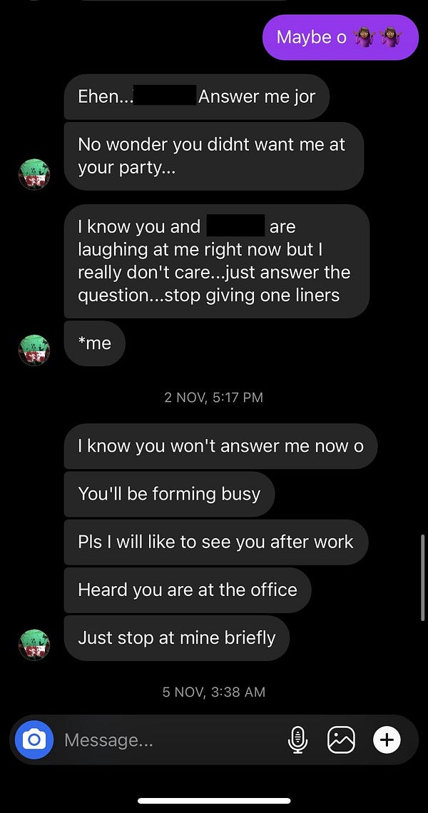 Screenshots of original conversation