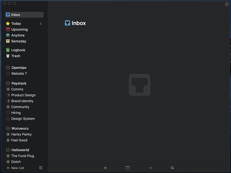 The idea of grouping my work into “Areas” comes from Things