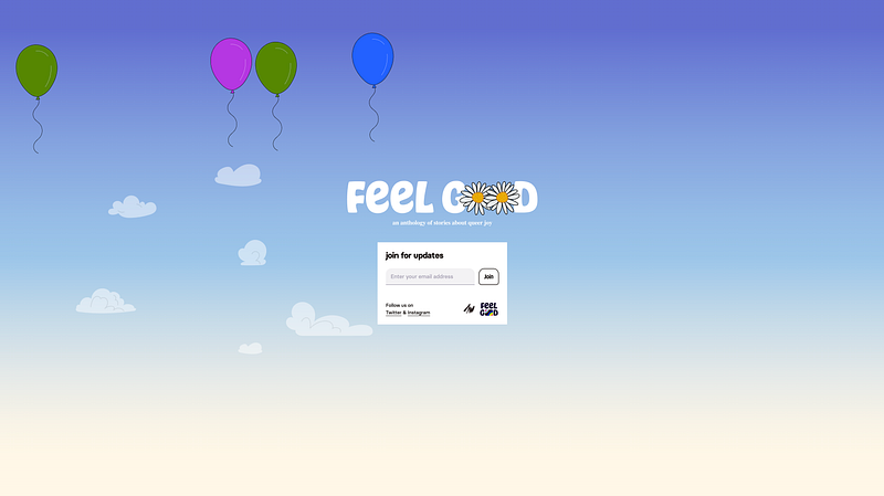 Landing page for Feel Good